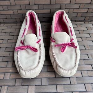 Cole Haan‎ Women’s Suede Pink Shearling Fur Moccasin Loafer Slipper 9.5B D15996